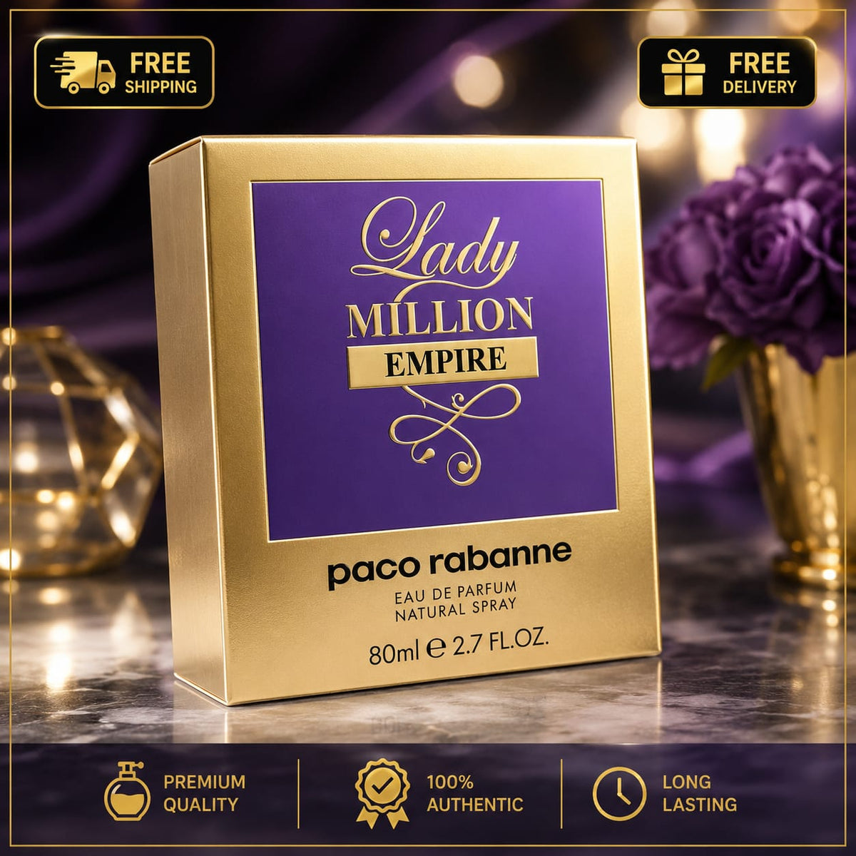 Paco Rabanne Lady Million Empire Eau de Parfum for Women – 80ml / 2.7 Fl Oz